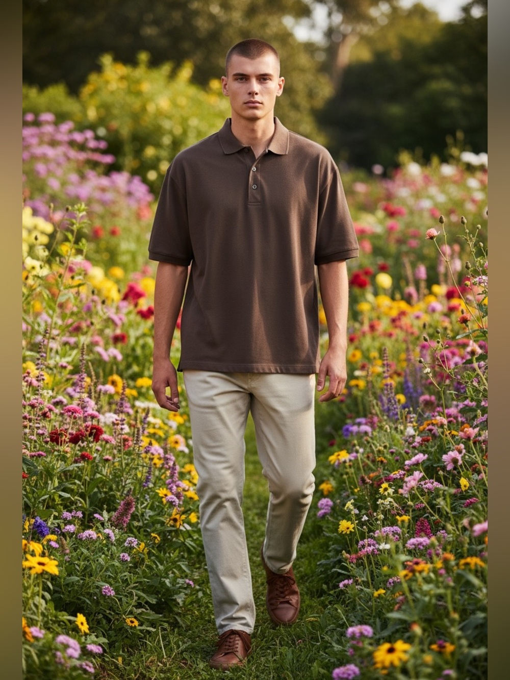 Port Authority Brown Short-Sleeve Polo